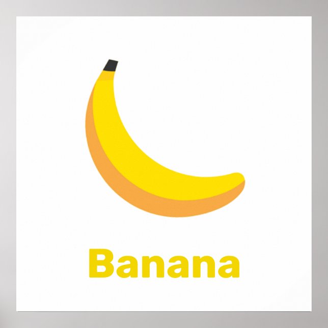 Póster Banana amarilla con palabras poster (Frente)
