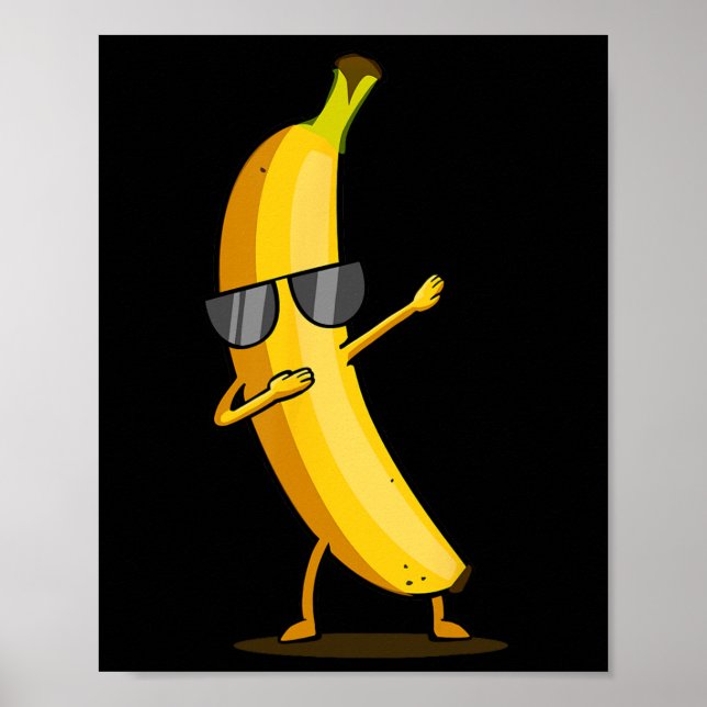 Póster Banana Amarilla Dabbing - Fruta de baile divertida (Frente)