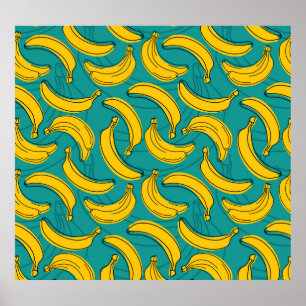 Póster Banana amarilla: pintura de contorno negro