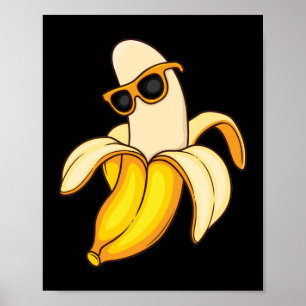 Póster Banana amarillo largo gigante con gafas de sol de 