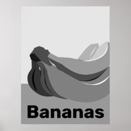 Póster Banana blanca y negra clásica