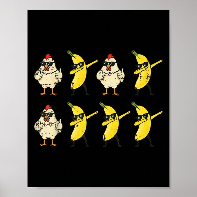 Póster Banana de pollo Dance Dab Divertido Baile Meme Niñ (Frente)