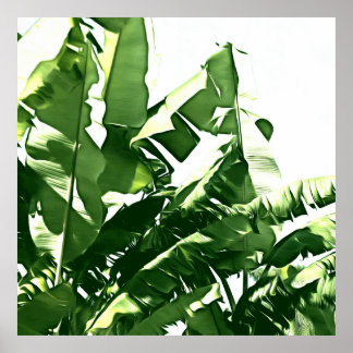 Póster Banana deja pintura verde monocromática