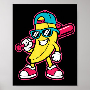 Póster Banana Dibujos Animados Divertidos Niños Jóvenes C