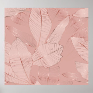 Póster Banana, hojas de palma: cobre brillante.