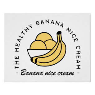Póster Banana linda crema casera fruta saludable estética