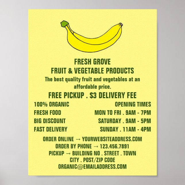 Póster Banana, publicidad de Greengrocers (Frente)