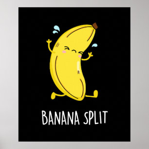 Póster Banana Split Funny Bailando Banana Pun (Oscuro BG)