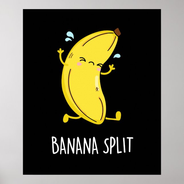Póster Banana Split Funny Bailando Banana Pun (Oscuro BG) (Frente)