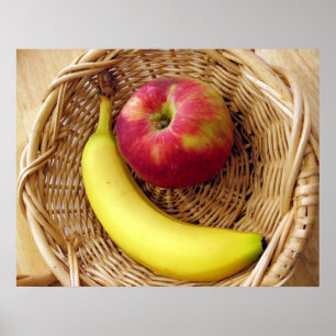 Póster Banana y Apple en una canasta