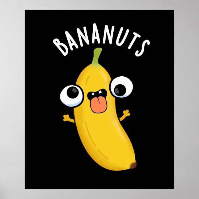 Póster Bananus Graciosa Loca Fruta Bananera Pun Dark BG (Frente)
