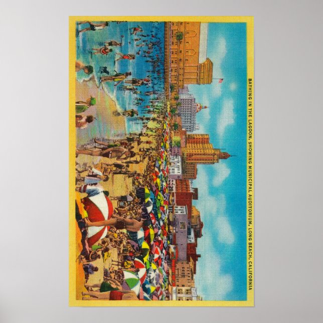 Póster Bañarse en la laguna, en Long Beach (Frente)