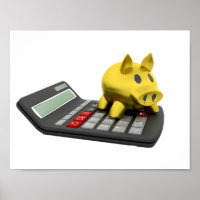 Banco De Cerdo En Un Poster De Calculadora