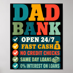 Póster Banco de papá Divertido Día del Padre Vintage Papá