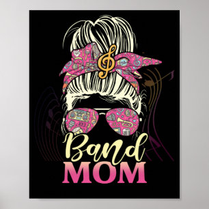 Póster Band Mom Life Messy Bun Orgullosa Banda Mamá Music