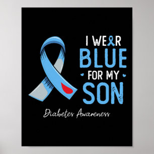 Póster Banda azul uso azul gris para mi hijo diabetes a