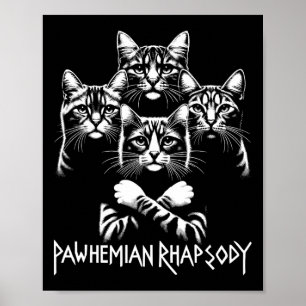 Póster Banda de conciertos de rock de gato retro Niños F
