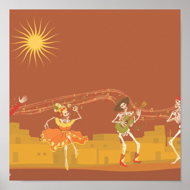 Póster Banda de esqueletos el día de los muertos (Frente)