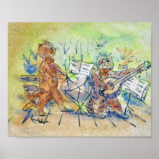 Póster Banda de gatos, Louis Wain (Frente)