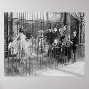Póster Banda de Jazz en el Zoológico, 1925. Foto Antigua