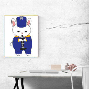Póster Banda de marcha Conejo Clarinet Oro Amarillo Azul