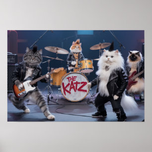Póster Banda de rock de Punk de gato