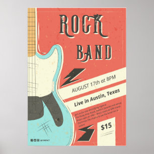 Póster Banda de rock - Diseño de eventos de música retro