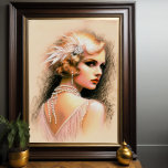 Póster Banda del Chica del Flapper del Dibujo Pastel de 1<br><div class="desc">Borde del Chica del tambor del dibujo de 1920 La relación de aspecto es de 3:4</div>
