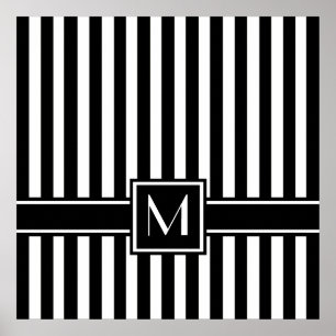 Póster Banda moderna negra con monograma