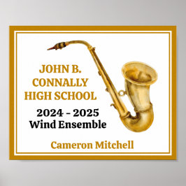 Póster Banda personalizada del jugador saxofón de oro