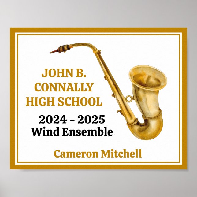 Póster Banda personalizada del jugador saxofón de oro (Frente)