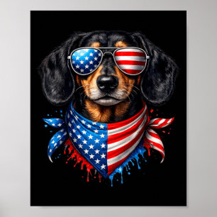 Póster Bandana De Dachshund 4 De Julio Patriótico Amantes