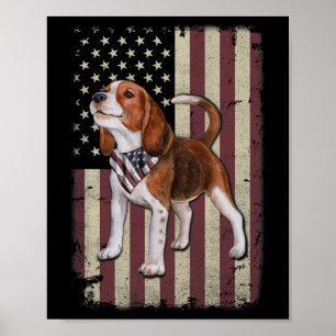 Póster Bandana de la bandera americana Beagle Patriótica