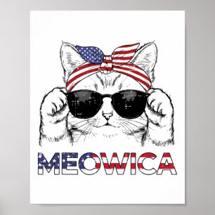 Póster Bandana Patriota para Chicas Gato Meowica Usa 4 de