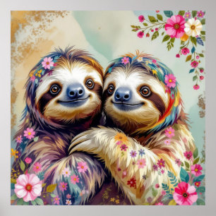 Póster Bandas acuáticas florales 1