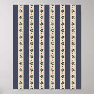 Póster Bandas Azules Y Flores
