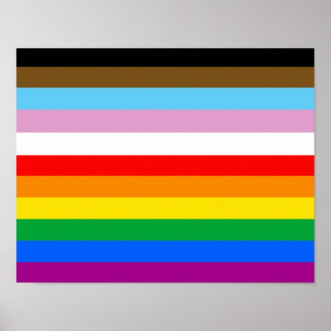 Póster Bandas de la bandera del progreso LGBTQ+ (Frente)