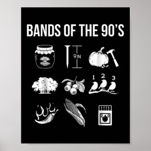 Póster Bandas de música retro popular de los 90 Rock Funn
