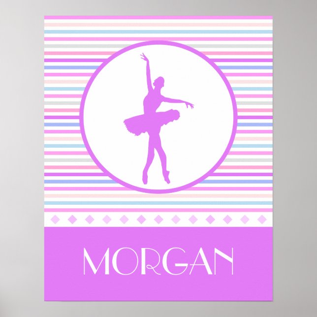 Póster Bandas horizontales Ballerina bailarina con monogr (Frente)