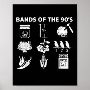 Póster Bandas musicales de los años 90 Iconos Pop Culture