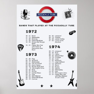 Póster Bandas - Piccadilly Tube 1972 1973 1974