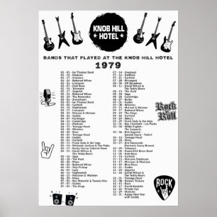 Póster Bandas Que Jugaron En El Hotel Knob Hill En 1979