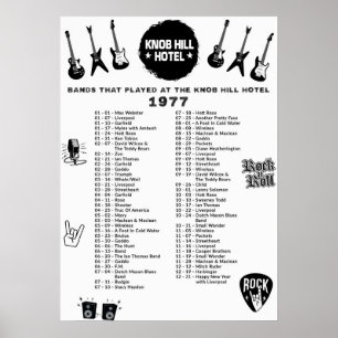 Póster Bandas Que Jugaron En El Knob Hill Hotel 1977