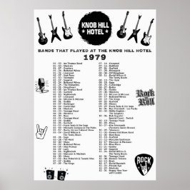 Póster Bandas Que Jugaron En El Knob Hill Hotel 1979