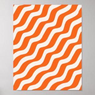 Póster Bandas retro Líneas abstractas Líneas Naranjas Ond
