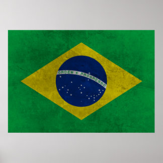 Póster Bandeira do Brasil (Estilo Envelhecida)