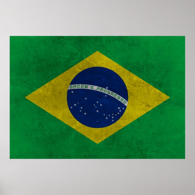 Póster Bandeira do Brasil (Estilo Envelhecida) (Frente)