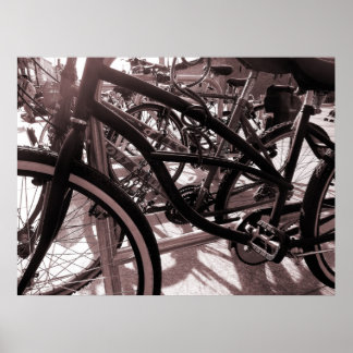 Póster Bandeja para bicicletas - Tono cálido B&W