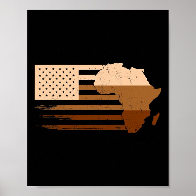 Póster Bandera afroamericana Melanin Usa Bandera Negra Hi (Frente)