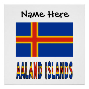 Póster Bandera Ålander de las Islas Ashland personalizada